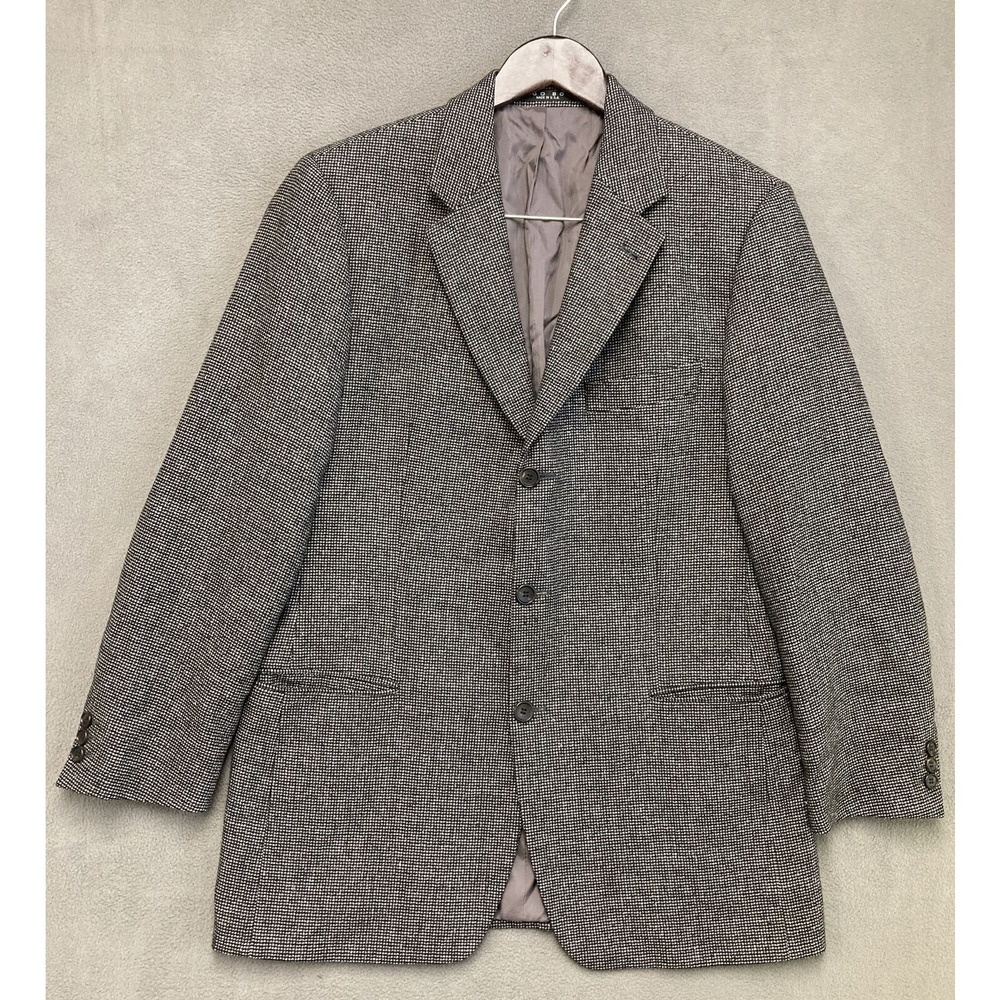 Hugo Boss Tweed Blazer Gray Speckled Wool Silk 3 Button Sport Coat 40R